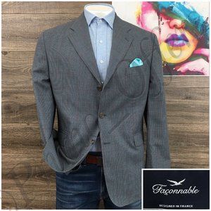 Faconnable Mens‎ Blazer Sport Coat Casual Jacket Size 44R Wool Linen Silk Suits